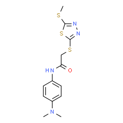 ChemSpider 2D Image | N-[4-(Dimethylamino)phenyl]-2-{[5-(methylsulfanyl)-1,3,4-thiadiazol-2-yl]sulfanyl}acetamide | C13H16N4OS3