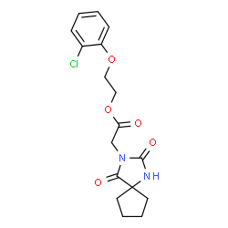 ChemSpider 2D Image | 2-(2-Chlorophenoxy)ethyl (2,4-dioxo-1,3-diazaspiro[4.4]non-3-yl)acetate | C17H19ClN2O5