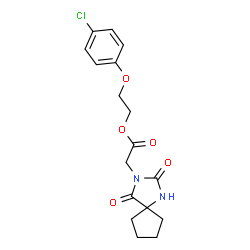ChemSpider 2D Image | 2-(4-Chlorophenoxy)ethyl (2,4-dioxo-1,3-diazaspiro[4.4]non-3-yl)acetate | C17H19ClN2O5