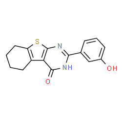 ChemSpider 2D Image | 2-(3-Hydroxyphenyl)-5,6,7,8-tetrahydro[1]benzothieno[2,3-d]pyrimidin-4(3H)-one | C16H14N2O2S