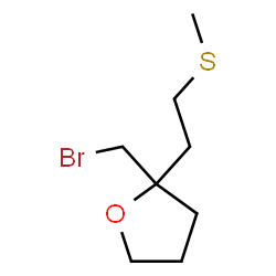 ChemSpider 2D Image | 2-(Bromomethyl)-2-[2-(methylsulfanyl)ethyl]tetrahydrofuran | C8H15BrOS