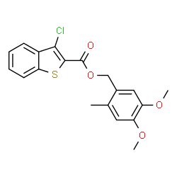 ChemSpider 2D Image | 4,5-Dimethoxy-2-methylbenzyl 3-chloro-1-benzothiophene-2-carboxylate | C19H17ClO4S