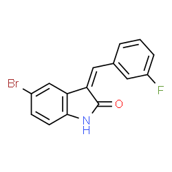 ChemSpider 2D Image | (3Z)-5-Bromo-3-(3-fluorobenzylidene)-1,3-dihydro-2H-indol-2-one | C15H9BrFNO