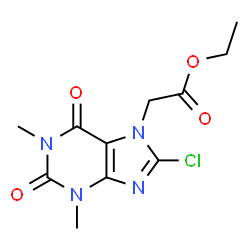 ChemSpider 2D Image | Ethyl (8-chloro-1,3-dimethyl-2,6-dioxo-1,2,3,6-tetrahydro-7H-purin-7-yl)acetate | C11H13ClN4O4