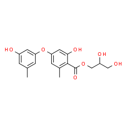 ChemSpider 2D Image | 2,3-Dihydroxypropyl 2-hydroxy-4-(3-hydroxy-5-methylphenoxy)-6-methylbenzoate | C18H20O7