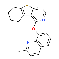 ChemSpider 2D Image | 4-[(2-Methyl-8-quinolinyl)oxy]-5,6,7,8-tetrahydro[1]benzothieno[2,3-d]pyrimidine | C20H17N3OS