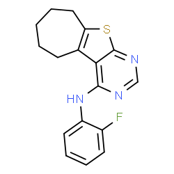 ChemSpider 2D Image | N-(2-Fluorophenyl)-6,7,8,9-tetrahydro-5H-cyclohepta[4,5]thieno[2,3-d]pyrimidin-4-amine | C17H16FN3S
