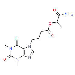 ChemSpider 2D Image | (2S)-1-Amino-1-oxo-2-propanyl 4-(1,3-dimethyl-2,6-dioxo-1,2,3,6-tetrahydro-7H-purin-7-yl)butanoate | C14H19N5O5