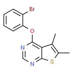 ChemSpider 2D Image | 4-(2-Bromophenoxy)-5,6-dimethylthieno[2,3-d]pyrimidine | C14H11BrN2OS