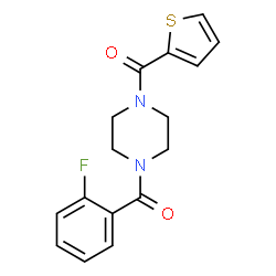 ChemSpider 2D Image | [4-(2-Fluorobenzoyl)-1-piperazinyl](2-thienyl)methanone | C16H15FN2O2S