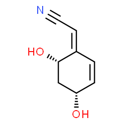 ChemSpider 2D Image | (2Z)-[(4R,6S)-4,6-Dihydroxy-2-cyclohexen-1-ylidene]acetonitrile | C8H9NO2