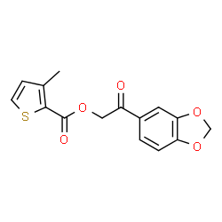 ChemSpider 2D Image | 2-(1,3-Benzodioxol-5-yl)-2-oxoethyl 3-methyl-2-thiophenecarboxylate | C15H12O5S