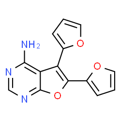 ChemSpider 2D Image | 5,6-Di(2-furyl)furo[2,3-d]pyrimidin-4-amine | C14H9N3O3