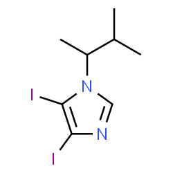ChemSpider 2D Image | 4,5-Diiodo-1-(3-methyl-2-butanyl)-1H-imidazole | C8H12I2N2