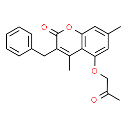 ChemSpider 2D Image | 3-Benzyl-4,7-dimethyl-5-(2-oxopropoxy)-2H-chromen-2-one | C21H20O4