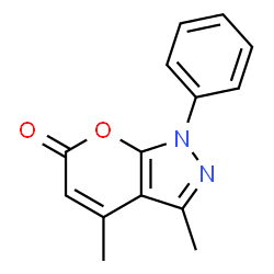 ChemSpider 2D Image | 3,4-Dimethyl-1-phenyl-1H-pyrano[2,3-c]pyrazol-6-one | C14H12N2O2