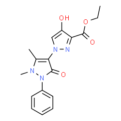 ChemSpider 2D Image | Ethyl 4-hydroxy-1',5'-dimethyl-3'-oxo-2'-phenyl-2',3'-dihydro-1'H-1,4'-bipyrazole-3-carboxylate | C17H18N4O4