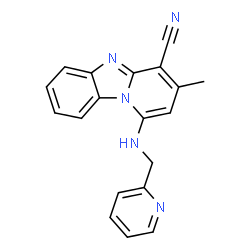 ChemSpider 2D Image | 3-Methyl-1-[(2-pyridinylmethyl)amino]pyrido[1,2-a]benzimidazole-4-carbonitrile | C19H15N5