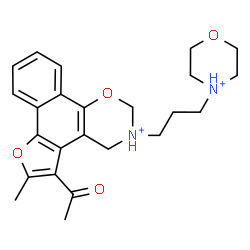 ChemSpider 2D Image | 5-Acetyl-6-methyl-3-[3-(morpholin-4-ium-4-yl)propyl]-3,4-dihydro-2H-furo[3',2':3,4]naphtho[2,1-e][1,3]oxazin-3-ium | C24H30N2O4