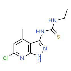 ChemSpider 2D Image | 1-(6-Chloro-4-methyl-1H-pyrazolo[3,4-b]pyridin-3-yl)-3-ethylthiourea | C10H12ClN5S