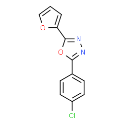ChemSpider 2D Image | 2-(4-Chlorophenyl)-5-(2-furyl)-1,3,4-oxadiazole | C12H7ClN2O2