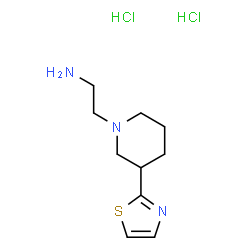 ChemSpider 2D Image | 2-[3-(1,3-Thiazol-2-yl)-1-piperidinyl]ethanamine dihydrochloride | C10H19Cl2N3S