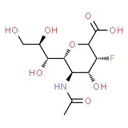 ChemSpider 2D Image | (6R)-5-Acetamido-2,6-anhydro-3,5-dideoxy-3-fluoro-6-[(1R,2R)-1,2,3-trihydroxypropyl]-L-talonic acid | C11H18FNO8