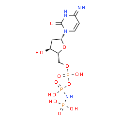 ChemSpider 2D Image | 2'-Deoxy-5'-O-[(R)-hydroxy{[(S)-hydroxy(phosphonoamino)phosphoryl]oxy}phosphoryl]cytidine | C9H17N4O12P3