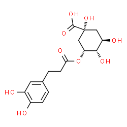 ChemSpider 2D Image | (1R,3R,4S,5R)-3-{[3-(3,4-Dihydroxyphenyl)propanoyl]oxy}-1,4,5-trihydroxycyclohexanecarboxylic acid | C16H20O9
