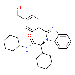 ChemSpider 2D Image | (2S)-N,2-Dicyclohexyl-2-{2-[4-(hydroxymethyl)phenyl]-1H-benzimidazol-1-yl}acetamide | C28H35N3O2