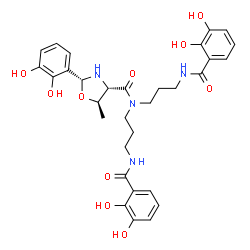 ChemSpider 2D Image | (2R,4S,5R)-N,N-Bis{3-[(2,3-dihydroxybenzoyl)amino]propyl}-2-(2,3-dihydroxyphenyl)-5-methyl-1,3-oxazolidine-4-carboxamide | C31H36N4O10