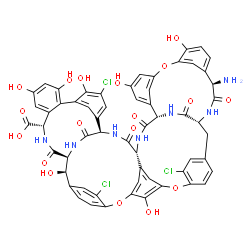 ChemSpider 2D Image | 22,31,45-Trichloro-7-demethyl-64-O-demethyl-19-deoxyristomycin A aglycone | C58H44Cl3N7O18