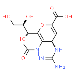 ChemSpider 2D Image | (4S)-5-Acetamido-4-carbamimidamido-6-[(1R,2R)-1,2,3-trihydroxypropyl]-4H-pyran-2-carboxylic acid | C12H18N4O7