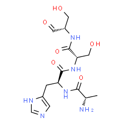 ChemSpider 2D Image | L-Alanyl-L-histidyl-N-[(2S)-1-hydroxy-3-oxo-2-propanyl]-L-serinamide | C15H24N6O6