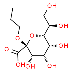 ChemSpider 2D Image | Propyl (6R)-6-[(1R)-1,2-dihydroxyethyl]-beta-L-psicopyranosidonic acid | C11H20O9