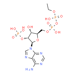 ChemSpider 2D Image | 5'-O-[{[Ethoxy(hydroxy)phosphoryl]oxy}(hydroxy)phosphoryl]adenosine 2'-(dihydrogen phosphate) | C12H20N5O13P3