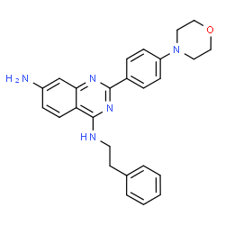 ChemSpider 2D Image | 2-[4-(4-Morpholinyl)phenyl]-N~4~-(2-phenylethyl)-4,7-quinazolinediamine | C26H27N5O