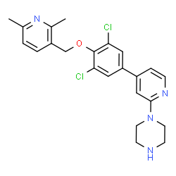 ChemSpider 2D Image | 1-(4-{3,5-Dichloro-4-[(2,6-dimethyl-3-pyridinyl)methoxy]phenyl}-2-pyridinyl)piperazine | C23H24Cl2N4O