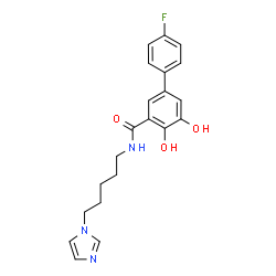 ChemSpider 2D Image | 4'-Fluoro-4,5-dihydroxy-N-[5-(1H-imidazol-1-yl)pentyl]-3-biphenylcarboxamide | C21H22FN3O3
