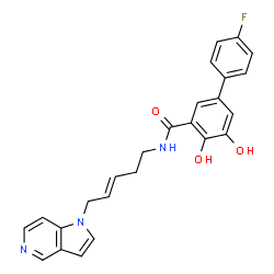 ChemSpider 2D Image | 4'-Fluoro-4,5-dihydroxy-N-[(3E)-5-(1H-pyrrolo[3,2-c]pyridin-1-yl)-3-penten-1-yl]-3-biphenylcarboxamide | C25H22FN3O3