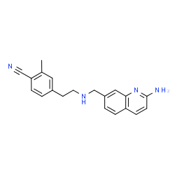 ChemSpider 2D Image | 4-(2-{[(2-Amino-7-quinolinyl)methyl]amino}ethyl)-2-methylbenzonitrile | C20H20N4