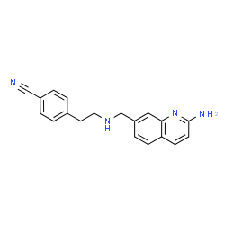 ChemSpider 2D Image | 4-(2-{[(2-Amino-7-quinolinyl)methyl]amino}ethyl)benzonitrile | C19H18N4