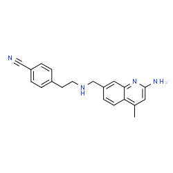 ChemSpider 2D Image | 4-(2-{[(2-Amino-4-methyl-7-quinolinyl)methyl]amino}ethyl)benzonitrile | C20H20N4
