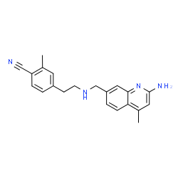 ChemSpider 2D Image | 4-(2-{[(2-Amino-4-methyl-7-quinolinyl)methyl]amino}ethyl)-2-methylbenzonitrile | C21H22N4