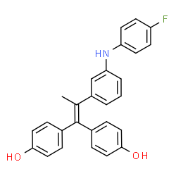 ChemSpider 2D Image | 4,4'-(2-{3-[(4-Fluorophenyl)amino]phenyl}-1-propene-1,1-diyl)diphenol | C27H22FNO2