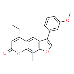 ChemSpider 2D Image | 5-Ethyl-3-(3-methoxyphenyl)-9-methyl-7H-furo[3,2-g]chromen-7-one | C21H18O4