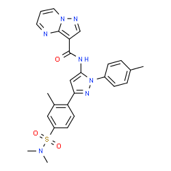 ChemSpider 2D Image | N-{3-[4-(Dimethylsulfamoyl)-2-methylphenyl]-1-(4-methylphenyl)-1H-pyrazol-5-yl}pyrazolo[1,5-a]pyrimidine-3-carboxamide | C26H25N7O3S
