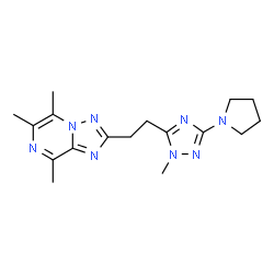 ChemSpider 2D Image | 5,6,8-Trimethyl-2-{2-[1-methyl-3-(1-pyrrolidinyl)-1H-1,2,4-triazol-5-yl]ethyl}[1,2,4]triazolo[1,5-a]pyrazine | C17H24N8