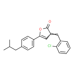 ChemSpider 2D Image | (3E)-3-(2-Chlorobenzylidene)-5-(4-isobutylphenyl)-2(3H)-furanone | C21H19ClO2
