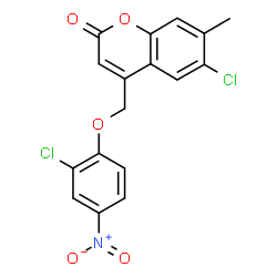 ChemSpider 2D Image | 6-Chloro-4-[(2-chloro-4-nitrophenoxy)methyl]-7-methyl-2H-chromen-2-one | C17H11Cl2NO5